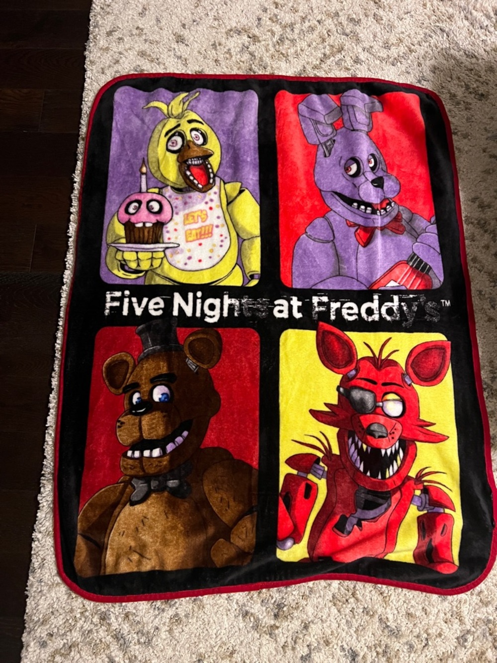 Five Nights at Freddy's Plush Character Throw Blanket - Multicolor